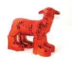 Cloned Red porcelain lamb with boots, William&nbsp;SWEETLOVE